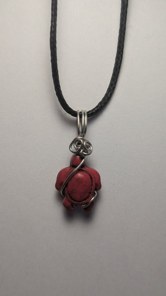 Howlite turtle dyed-red