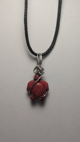 Howlite turtle dyed-red
