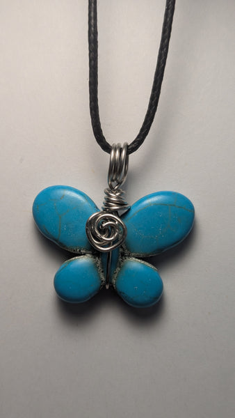 Butterfly defined Howlite dyed-blue