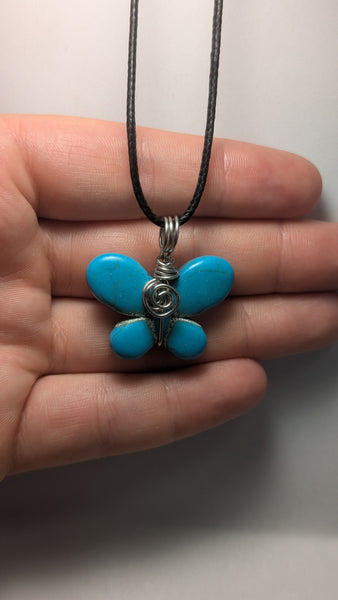 Butterfly defined Howlite dyed-blue