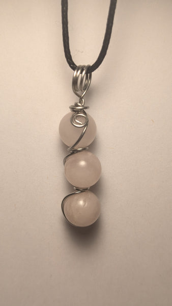 rose quartz three drop necklace